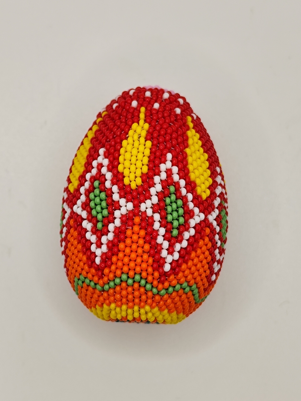 Handcrafted Beaded Easter Egg - Red, Orange & Yellow